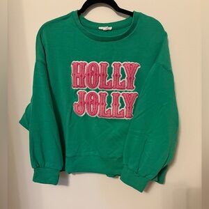 Green Holly Jolly Sweatshirt Mary square oversized size xl. Worn once